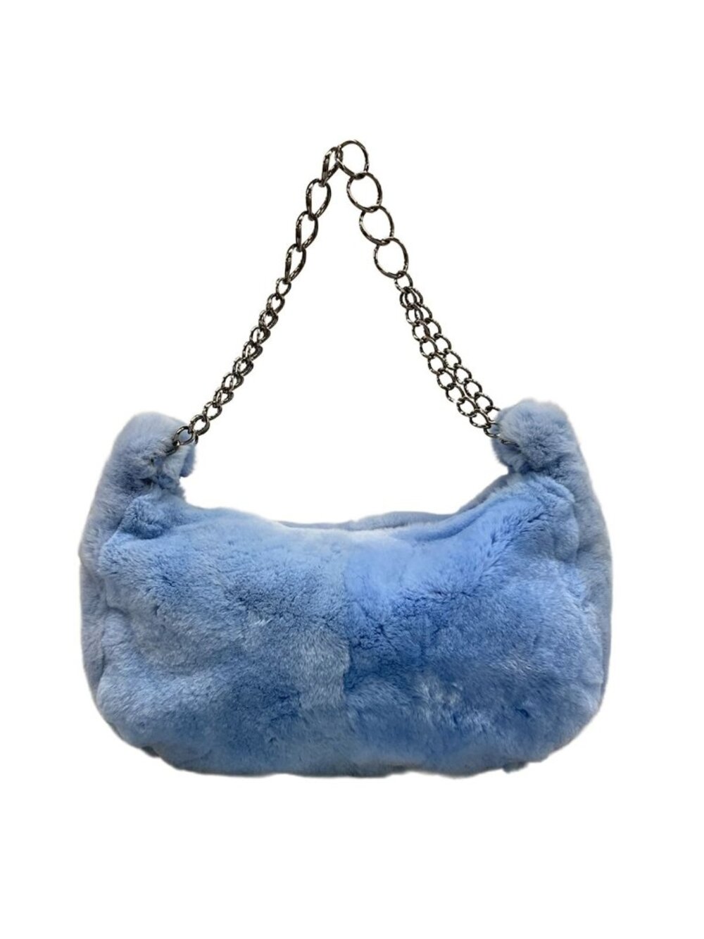 Chanel Shoulder Bag Light Blue Chain Silver